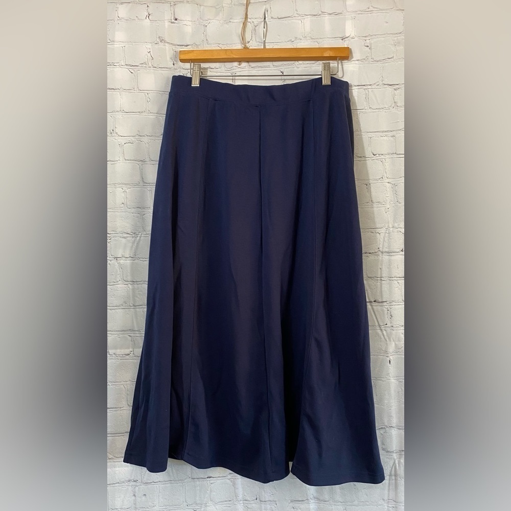 Woman Within Size 18/20 Large Navy Blue Pull On Midi Skirt